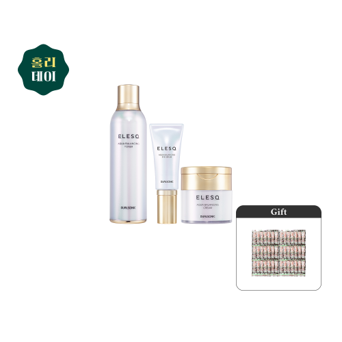 [홀리데이] 엘레스크 아쿠아 밸런싱 3종 세트 (토너+크림+아이세럼)
